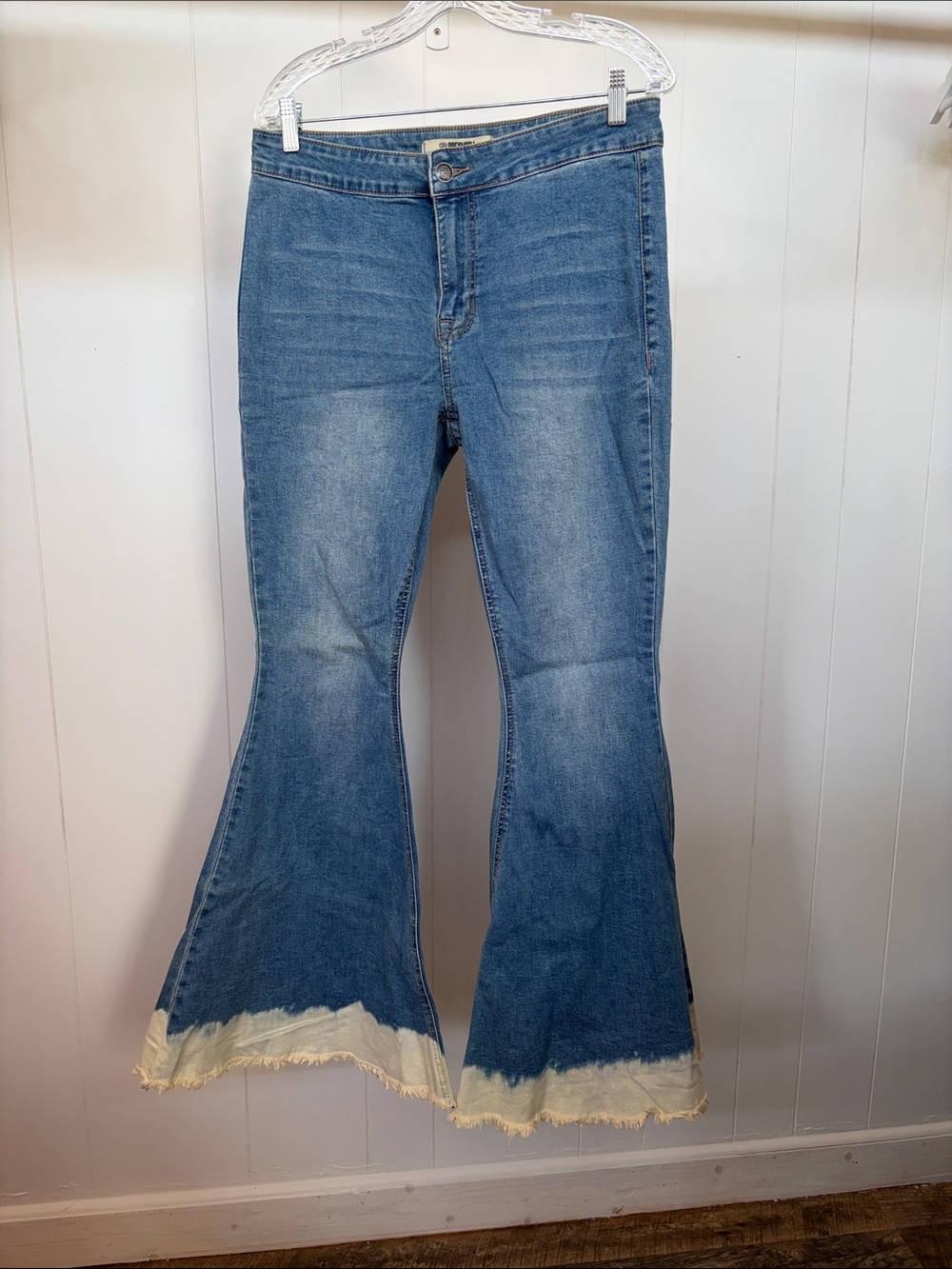 Rock & Roll  Light Blue Flare Jeans with Frayed Hem